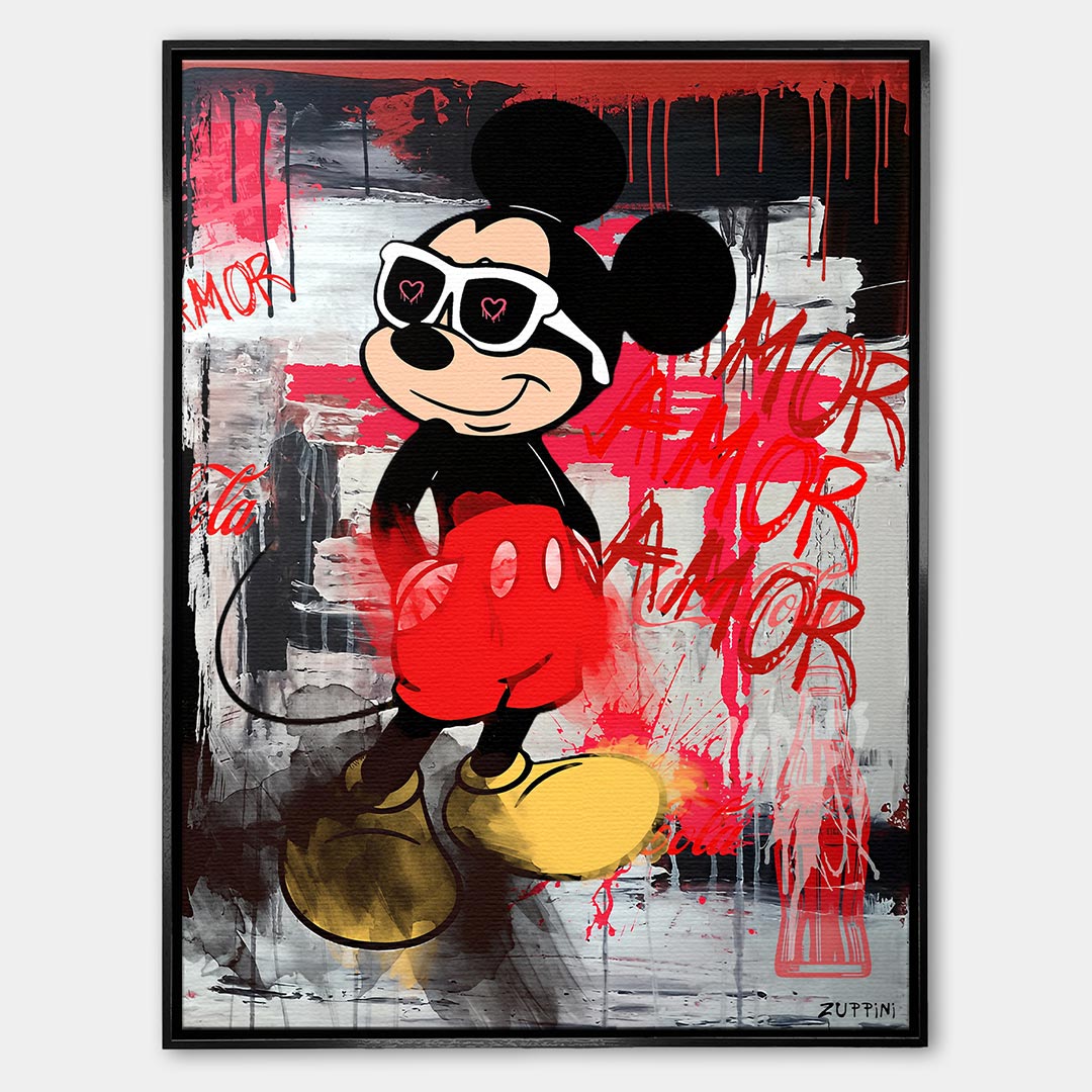 Love Mouse – Płótno – Czarna rama – Huephant