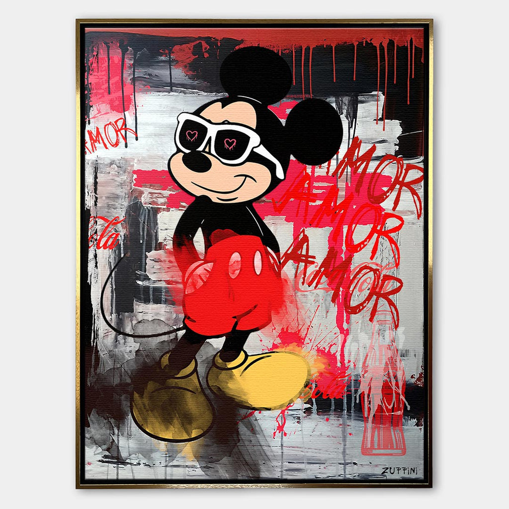 Love Mouse – Płótno – Złota rama – Huephant