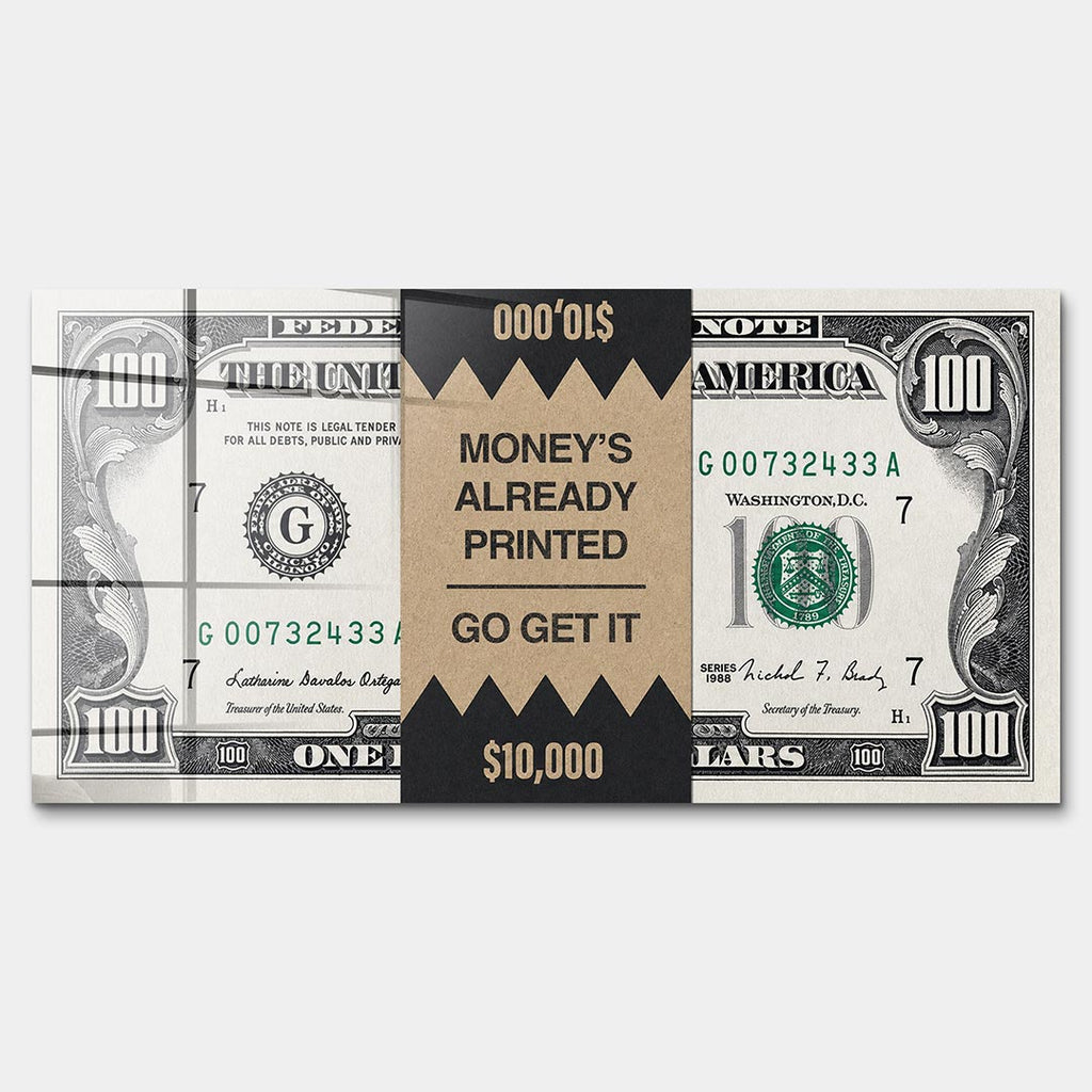 Obraz Money's Already Printed – Szkło akrylowe – Bez ramy – Huephant