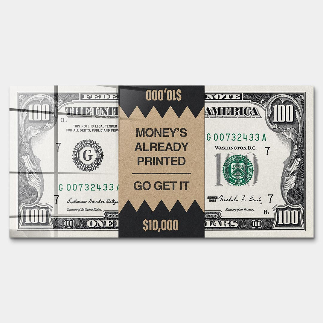 Obraz Money's Already Printed – Szkło akrylowe – Bez ramy – Huephant