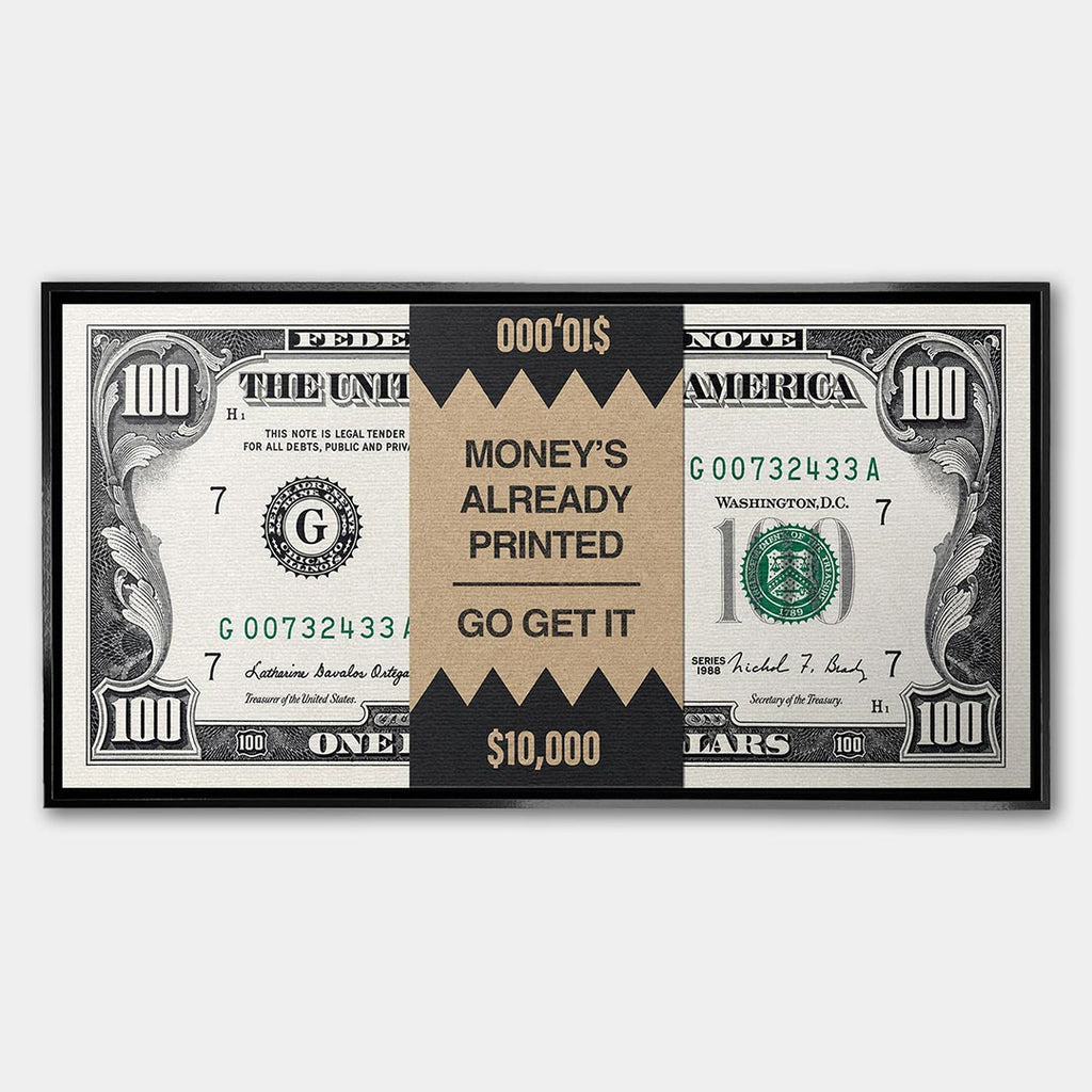 Obraz Money's Already Printed – Płótno – Czarna rama – Huephant