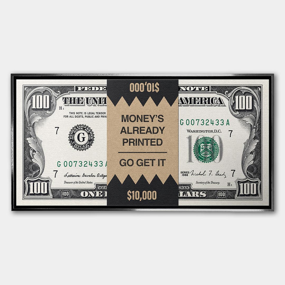 Obraz Money's Already Printed – Płótno – Srebrna rama – Huephant