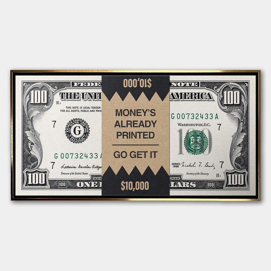 Obraz Money's Already Printed – Płótno – Złota rama – Huephant