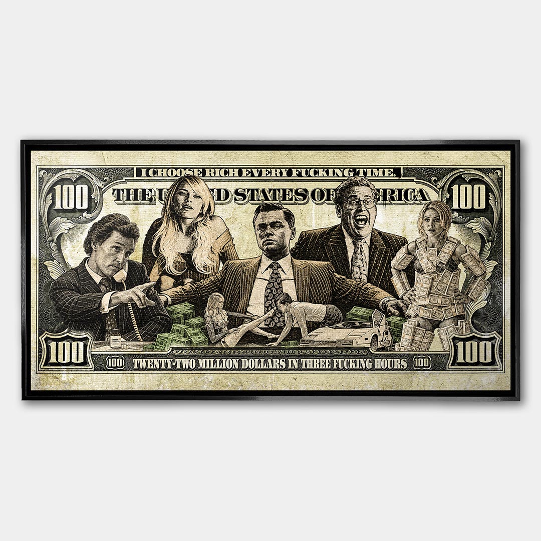 Obraz Money Street – Płótno – Czarna rama – Huephant