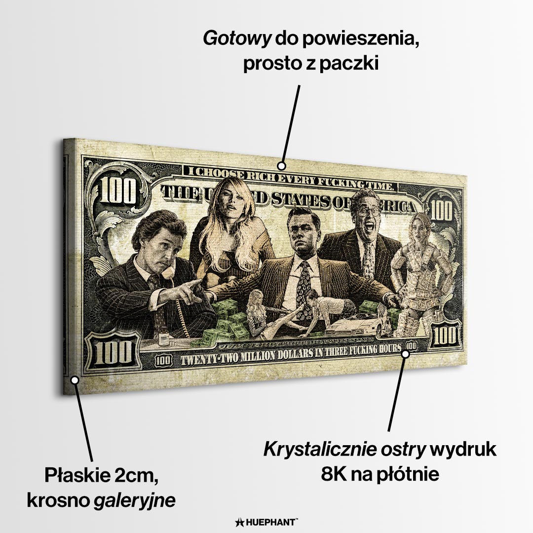 Obraz Money Street – informacje o wykonaniu – Huephant