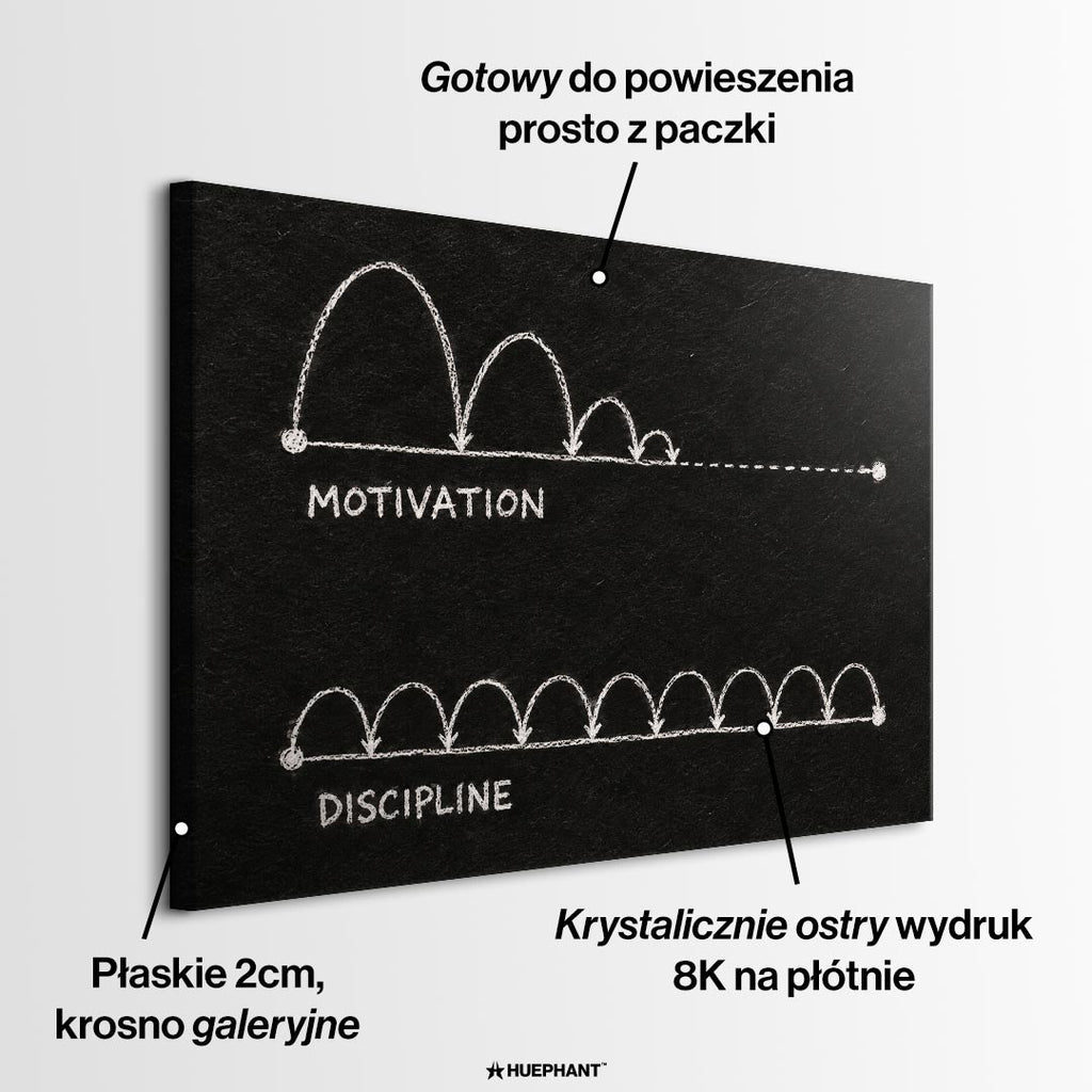 Obraz Motivation vs Discipline – informacje o wykonaniu – Huephant