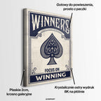 Motywacyjny obraz na płótnie przedstawiający as pik w stylu vintage z napisami Winners Focus On Winning, wydruk galeryjny, sztuka nowoczesna.  