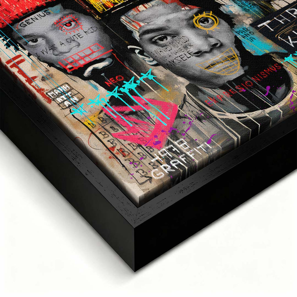 Obraz na płótnie 3 Kings w stylu neoekspresjonizmu i graffiti z motywem Basquiata i koronami. Wydruk galeryjny nowoczesny, sztuka uliczna.