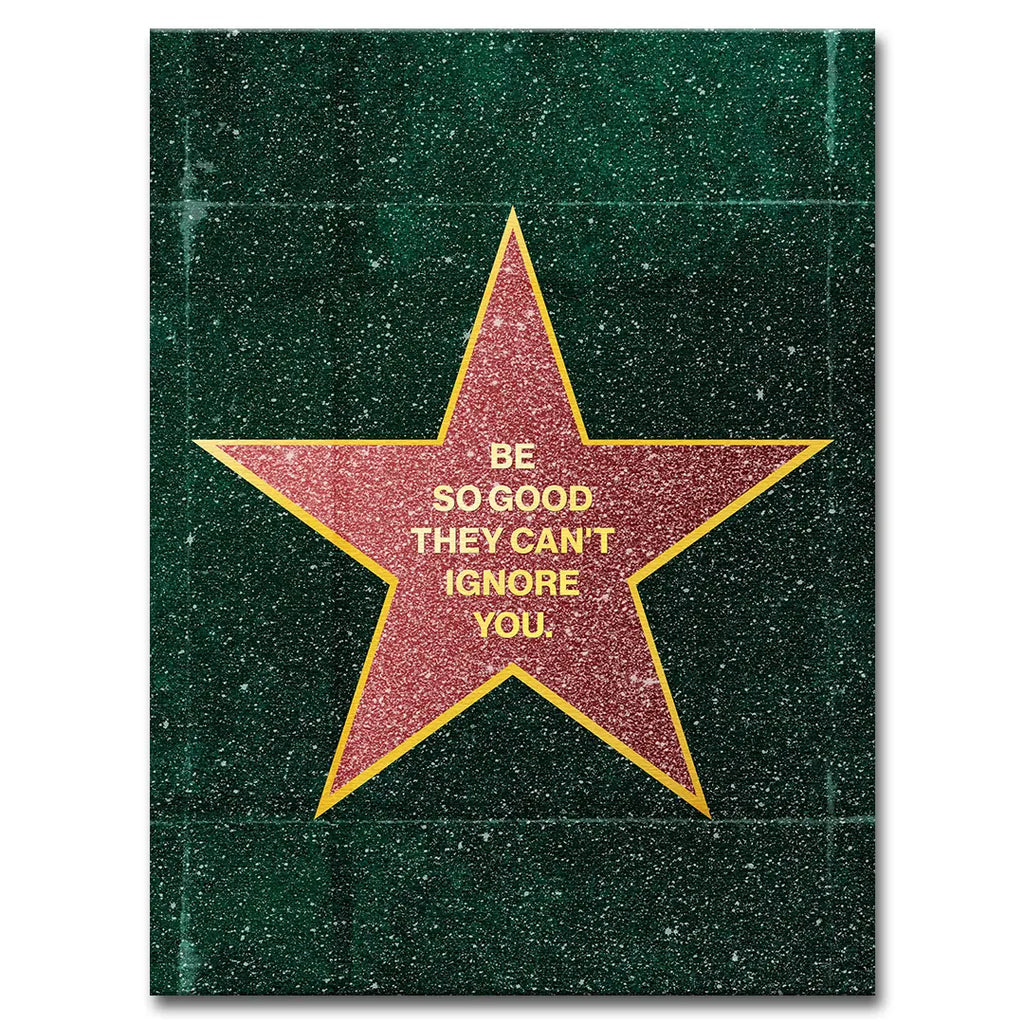 Obraz motywacyjny na płótnie z gwiazdą i napisem „Be so good they can’t ignore you”, idealny do biura lub nowoczesnego wnętrza