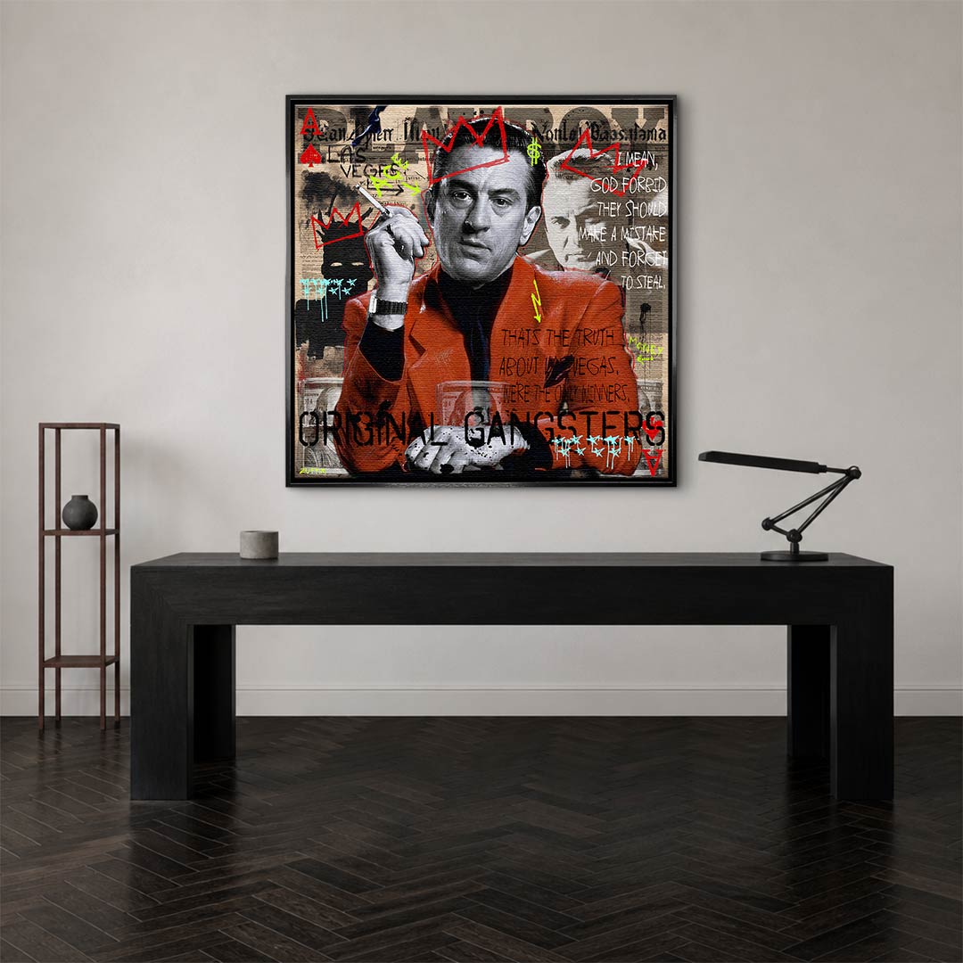 Obraz na płótnie Ace Casino. Nowoczesny wydruk galeryjny pop-art z motywem sukcesu, gangstera i luksusu. Wyjątkowa sztuka nowoczesna do biura.