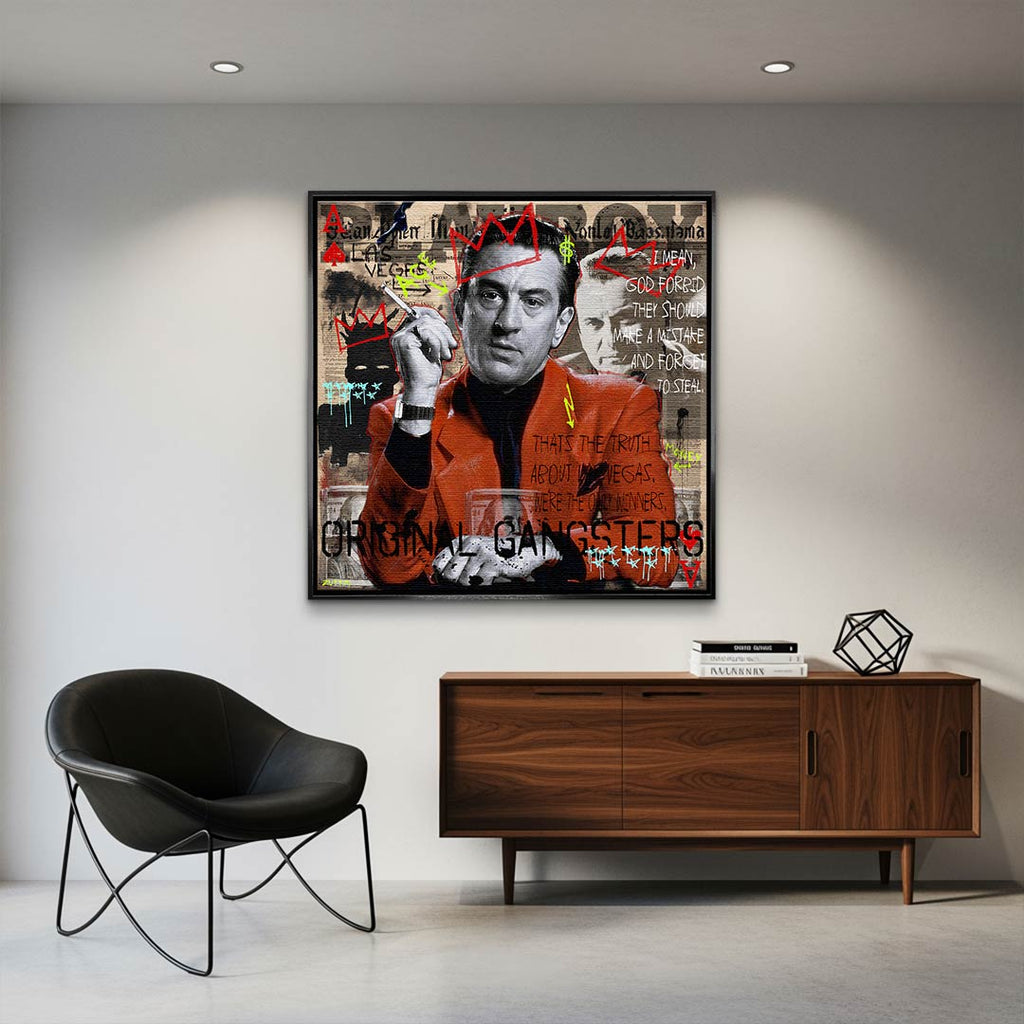 Obraz na płótnie Ace Casino. Nowoczesny wydruk galeryjny pop-art z motywem sukcesu, gangstera i luksusu. Wyjątkowa sztuka nowoczesna do biura.