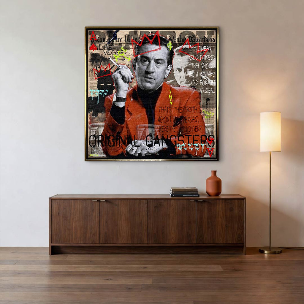 Obraz na płótnie Ace Casino. Nowoczesny wydruk galeryjny pop-art z motywem sukcesu, gangstera i luksusu. Wyjątkowa sztuka nowoczesna do biura.