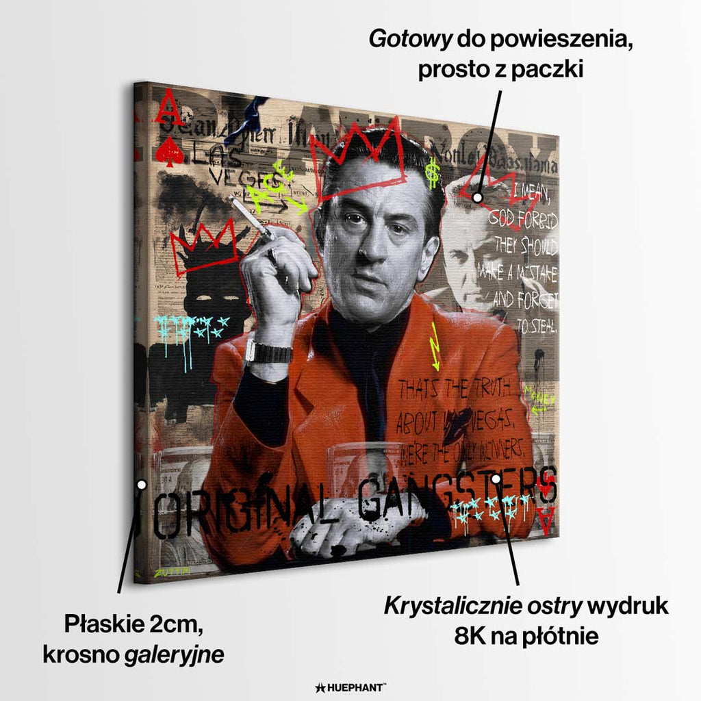 Obraz na płótnie Ace Casino. Nowoczesny wydruk galeryjny pop-art z motywem sukcesu, gangstera i luksusu. Wyjątkowa sztuka nowoczesna do biura.