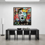 Obraz na płótnie Ali Champion. Nowoczesna sztuka pop-art z Muhammadem Alim w koronie. Ekskluzywny wydruk galeryjny, motywacyjne graffiti.