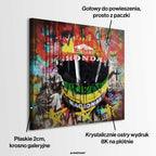 Obraz na płótnie przedstawiający żółty kask Ayrtona Senny w stylu pop-art i graffiti. Sztuka nowoczesna, wydruk galeryjny dla fanów F1.