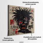 Obraz na płótnie Black Legend, wydruk galeryjny w stylu Jean-Michel Basquiat, nowoczesna sztuka neoekspresjonistyczna, czarny portret graffiti, marka Huephant.