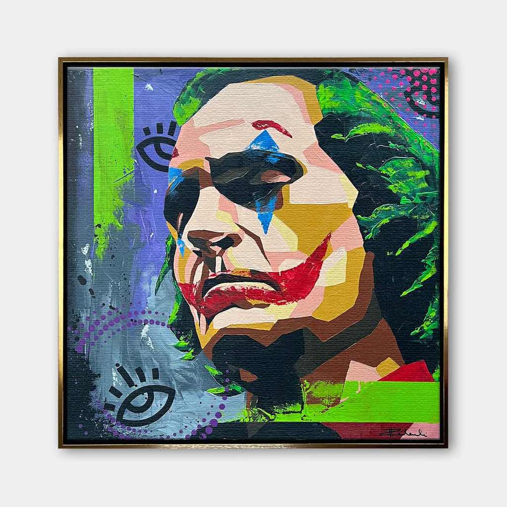 Obraz na płótnie Behind The Smile przedstawiający nowoczesny portret w stylu pop art i street art, wydruk galeryjny.