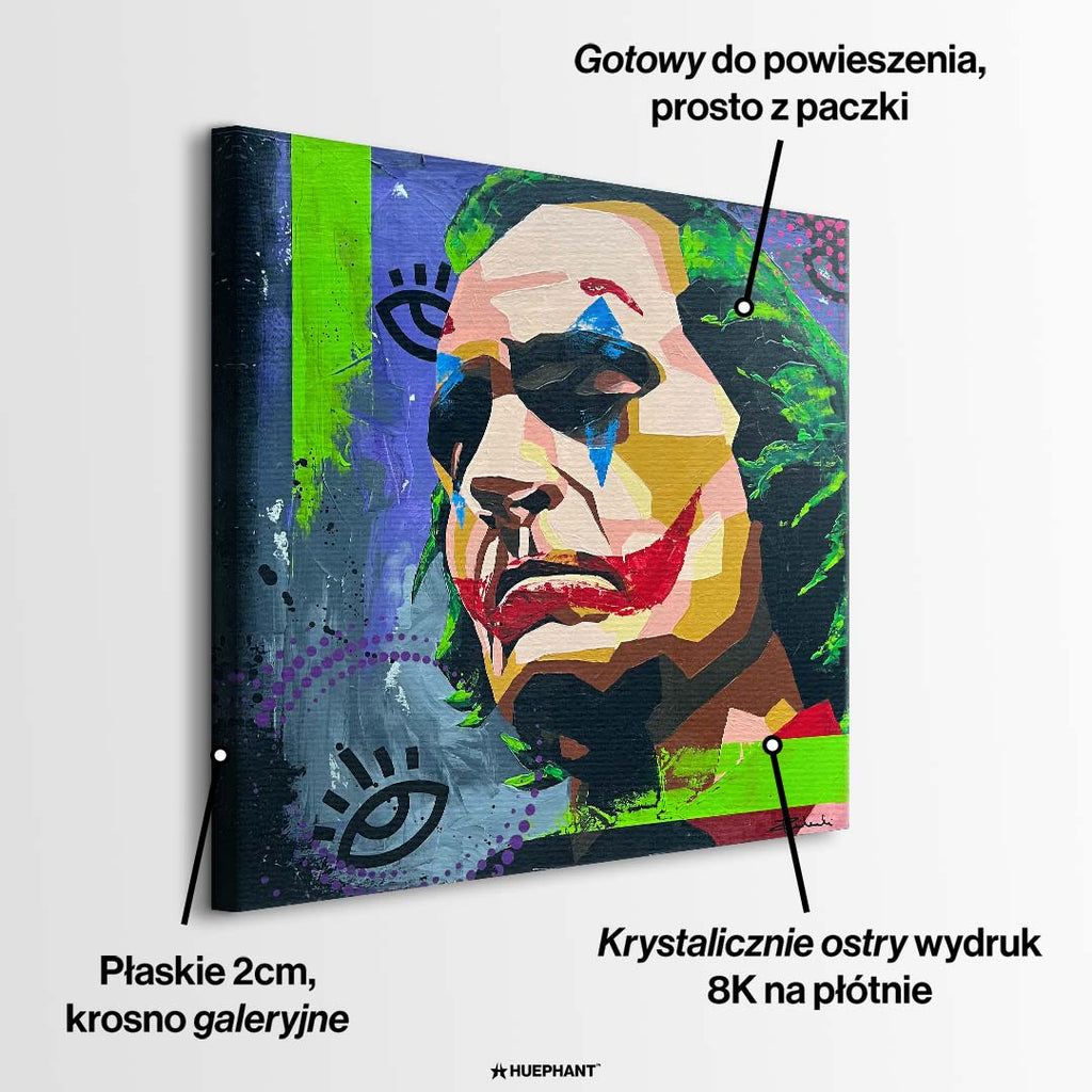 Obraz na płótnie Behind The Smile przedstawiający nowoczesny portret w stylu pop art i street art, wydruk galeryjny.