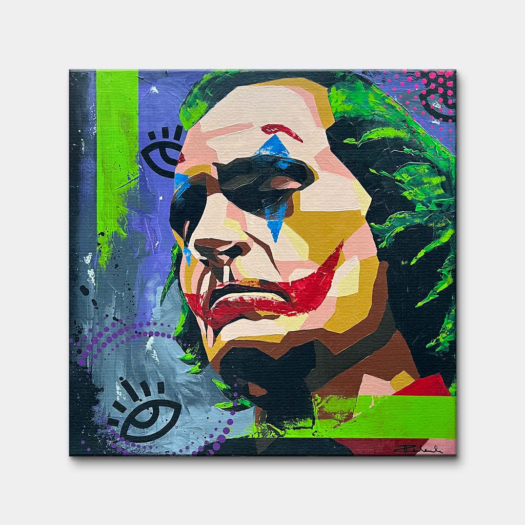 Obraz na płótnie Behind The Smile przedstawiający nowoczesny portret w stylu pop art i street art, wydruk galeryjny.