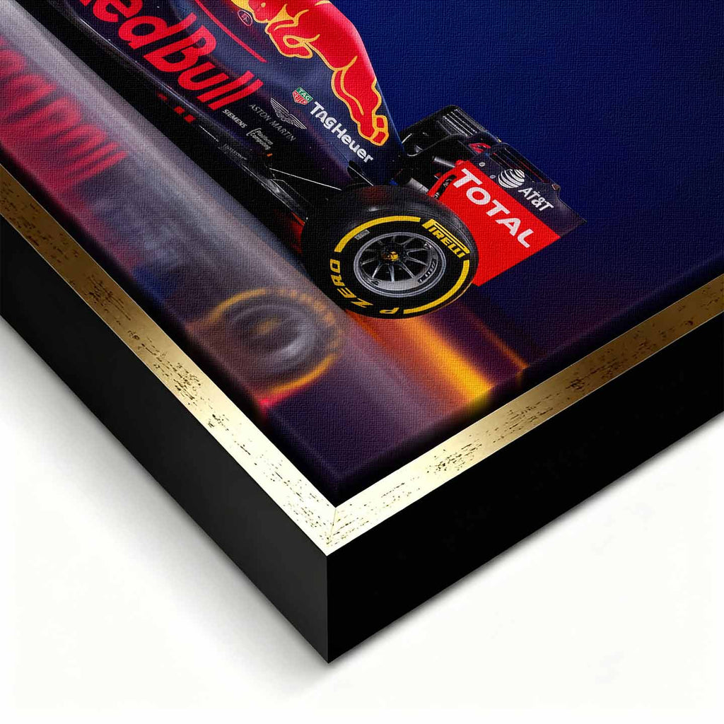 Obraz na płótnie F1 Red bull – bolid Formuły 1 Red Bull Racing w barwach granatowo-czerwonych, symbol prędkości i wyścigowej pasji.