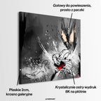 Obraz na płótnie w stylu street art przedstawiający królika Bugsa, czarno-biała kompozycja z czerwonym akcentem, wydruk galeryjny Huephant, sztuka nowoczesna.