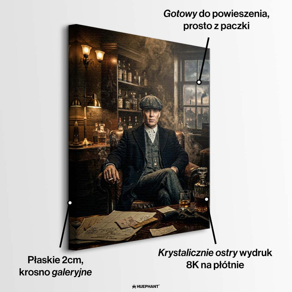 Obraz na płótnie przedstawiający charyzmatycznego mężczyznę w klimatycznym gabinecie vintage, wydruk galeryjny, sztuka nowoczesna.