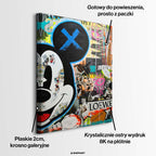 Obraz na płótnie w stylu street art przedstawiający postać rysunkowej myszki na tle grafitti. Wydruk galeryjny, sztuka nowoczesna.