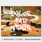 Obraz na płótnie „Dolce Far Niente” – klasyczna scena z leżącą kobietą i białym graffiti w stylu street art z napisem „Dolce Far Niente”.