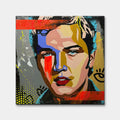 Nowoczesny obraz na płótnie pop-art przedstawiający kolorowy portret piosenkarza, wydruk galeryjny sztuka nowoczesna.