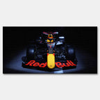 Obraz na płótnie F1 Red Bull – bolid Formuły 1 Red Bull Racing ustawiony frontalnie, dynamiczna czarna kompozycja dla fanów motorsportu.