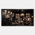 Obraz na płótnie Gangster Club Ikony Kina, sztuka nowoczesna z postaciami Tony Soprano, Pablo Escobar, Godfather, Al Capone, Joker, Robert De Niro, Wilk z Wall Street, Thomas Shelby, Scarface, Denzel Washington. Wydruk galeryjny w limitowanej edycji, gotowy do powieszenia.