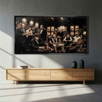 Obraz na płótnie Gangster Club Ikony Kina, sztuka nowoczesna z postaciami Tony Soprano, Pablo Escobar, Godfather, Al Capone, Joker, Robert De Niro, Wilk z Wall Street, Thomas Shelby, Scarface, Denzel Washington. Wydruk galeryjny w limitowanej edycji, gotowy do powieszenia.