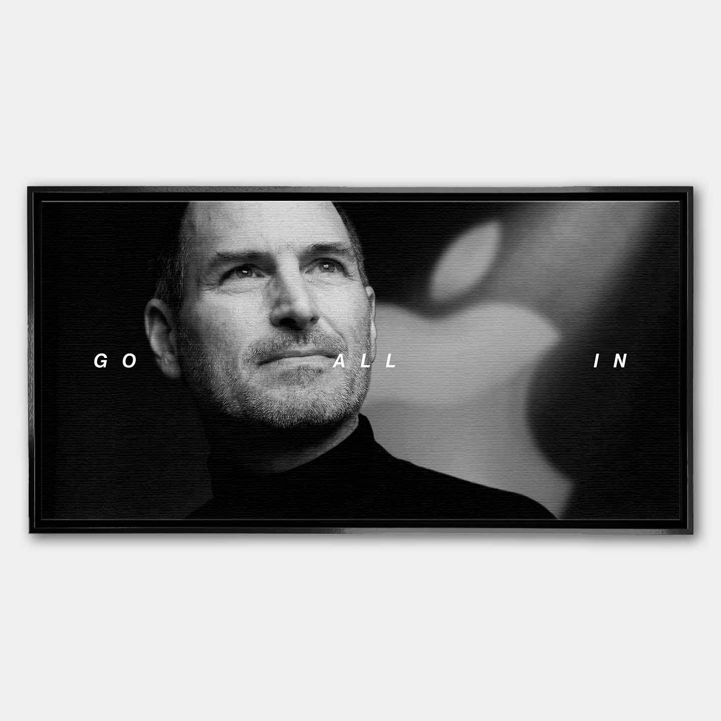 obraz na płótnie steve jobs go all in motywacyjny czarno bialy minimalizm
