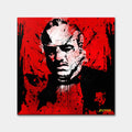 Obraz na płótnie Godfather Red, portret Don Vito Corleone w stylu pop-art i graffiti, czerwone tło, wydruk galeryjny Huephant, limitowana edycja 84 sztuk.