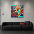 Obraz na płótnie przedstawiający nowoczesny portret Ojca Chrzestnego pop art z motywem dolarów, wydruk galeryjny, sztuka nowoczesna.