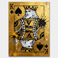 Luksusowy obraz na płótnie Karta Król Pik „Gold King” przedstawiający króla pik na złotym tle, symbolizujący władzę, siłę i pewność siebie.