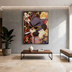 Obraz na płótnie Hustler Tom przedstawiający kota z Tom & Jerry w złotych okularach i biżuterii, z cygarem i telefonem, w pop-artowym stylu inspirowanym luksusem i ambicją.