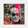 Obraz na płótnie Jack Nicholson styl pop-art street art, wydruk galeryjny czarno-biały z neonową koroną, sztuka nowoczesna limitowana edycja do salonu.