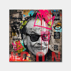 Obraz na płótnie Jack Nicholson styl pop-art street art, wydruk galeryjny czarno-biały z neonową koroną, sztuka nowoczesna limitowana edycja do salonu.