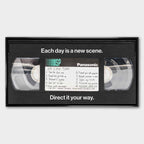 Obraz na płótnie "My Life Tape" przedstawiający kasetę VHS z inspirującymi hasłami o życiu, takimi jak "Never gave up" i "Each day is a new scene" – nowoczesna dekoracja ścienna w stylu retro z motywem motywacyjnym