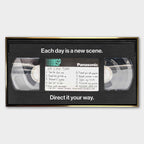 Obraz na płótnie "My Life Tape" przedstawiający kasetę VHS z inspirującymi hasłami o życiu, takimi jak "Never gave up" i "Each day is a new scene" – nowoczesna dekoracja ścienna w stylu retro z motywem motywacyjnym