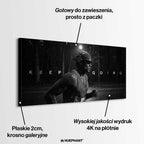 obraz na płótnie david goggins keep going motywacyjny czarno bialy bieg w deszczu