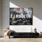 Nowoczesny obraz na płótnie Pop Art Liberte Bart Simpson, Mona Lisa, Godfather. Limitowany wydruk galeryjny ze sztuką nowoczesną, łączący klasykę z graffiti i popkulturą.