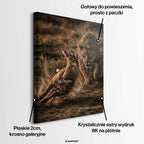 Nowoczesny obraz na płótnie przedstawiający leoparda z napisem Me goniącego antylopę z napisem My Dreams. Wydruk galeryjny w stylu motywacyjnym.