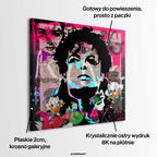 Nowoczesny obraz na płótnie pop-art, Michael Jackson i Sknerus McKwacz, różowe tło, wydruk galeryjny Huephant, sztuka motywacyjna do biura i salonu.