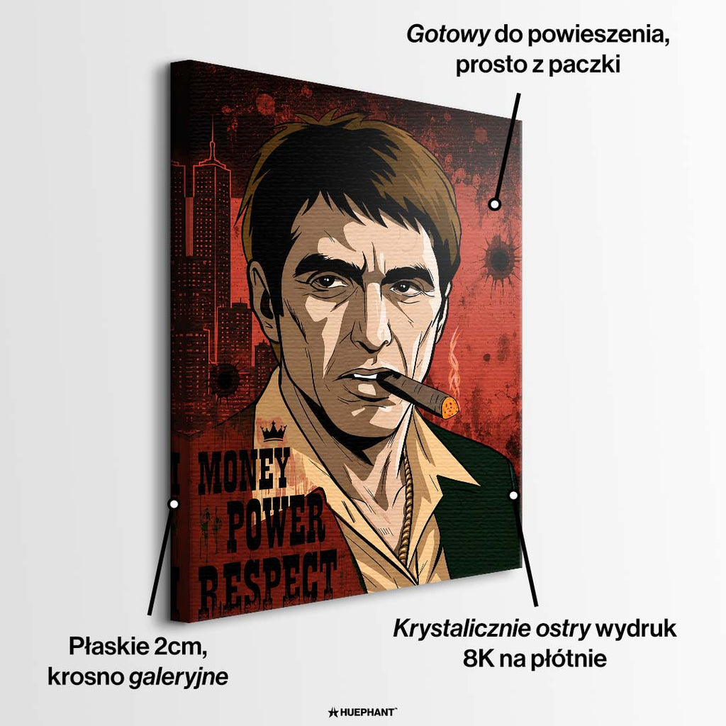 Zestaw 3 obrazów na płótnie, obrazy z gangsterskimi postaciami, kolorowy styl  popart, styl kreskówkowy. Wyraźne detale i żywe kolory. Galeryjny i ostry wydruk na płótnie.
