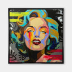 Kolorowy obraz na płótnie w stylu pop art przedstawiający portret aktorki, wydruk galeryjny, sztuka nowoczesna na ścianę.