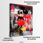 Obraz na płótnie Myszka Miki autorstwa  Zuppini, w okularach przeciwsłonecznych, styl pop-art graffiti z napisem Amor i butelką Coca-Cola, nowoczesny wydruk galeryjny Huephant.