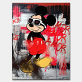 Obraz na płótnie Myszka Miki autorstwa  Zuppini, w okularach przeciwsłonecznych, styl pop-art graffiti z napisem Amor i butelką Coca-Cola, nowoczesny wydruk galeryjny Huephant.