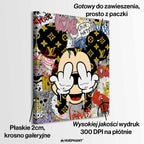 Obraz na płótnie More Love z Myszką Miki w stylu street-art, motyw love/hate, kolorowe graffiti i luksusowe akcenty.